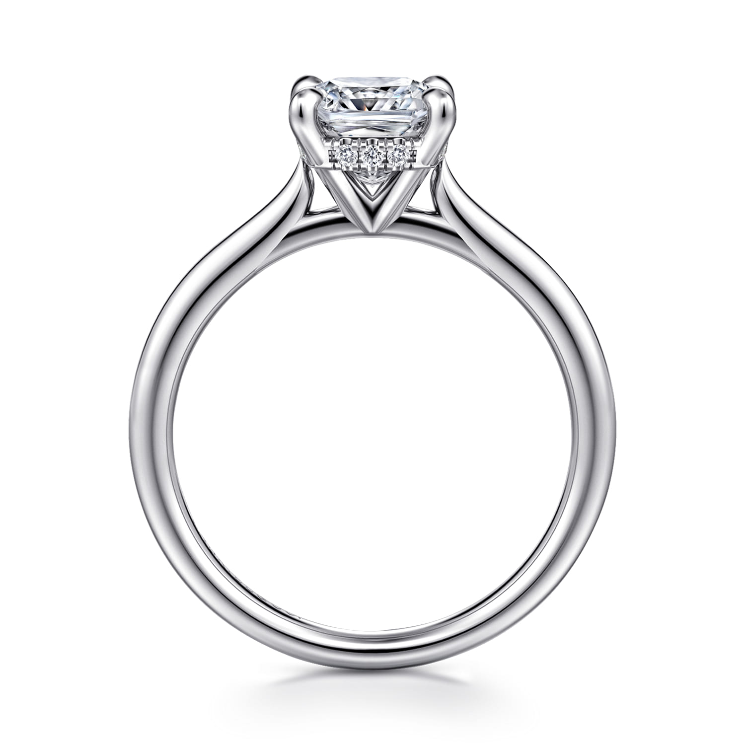 Aure - 14K White Gold Cushion Cut Solitaire Diamond Engagement Ring - 0.05 ct - Shot 2