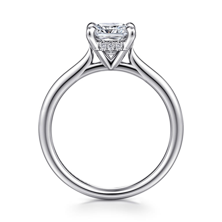 Aure - 14K White Gold Cushion Cut Solitaire Diamond Engagement Ring - 0.05 ct - Shot 2