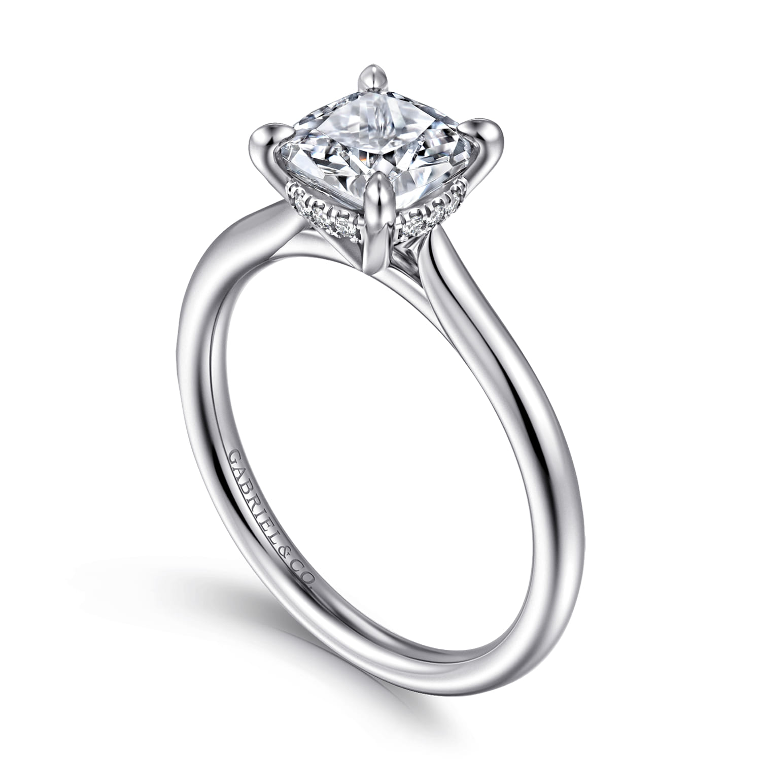 Aure - 14K White Gold Cushion Cut Solitaire Diamond Engagement Ring - 0.05 ct - Shot 3