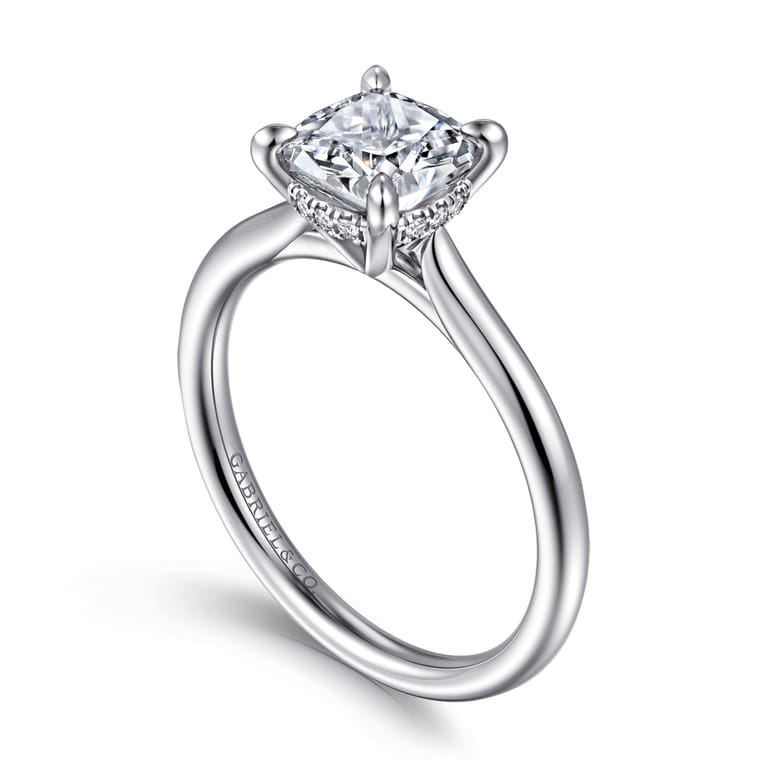Aure - 14K White Gold Cushion Cut Solitaire Diamond Engagement Ring - 0.05 ct - Shot 3