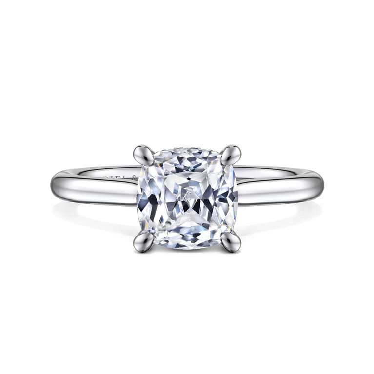 Aure - 14K White Gold Cushion Cut Solitaire Diamond Engagement Ring - 0.05 ct - Shot 1