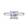 Aure - 14K White Gold Cushion Cut Solitaire Diamond Engagement Ring - 0.05 ct