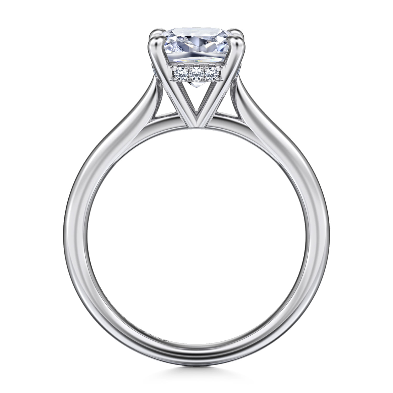 Aure - 14K White Gold Cushion Cut Solitaire Diamond Engagement Ring - 0.05 ct - Shot 2