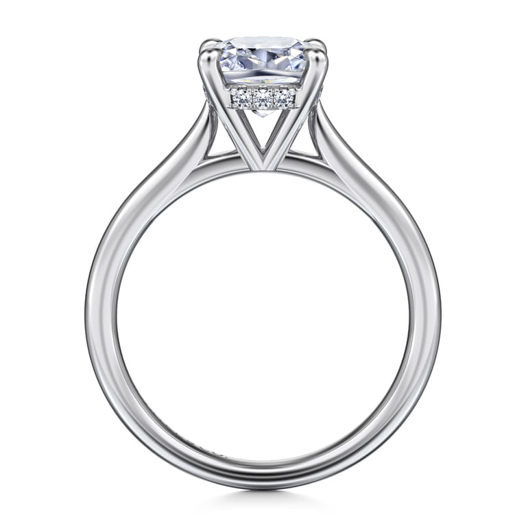 Aure - 14K White Gold Cushion Cut Solitaire Diamond Engagement Ring - 0.05 ct - Shot 2