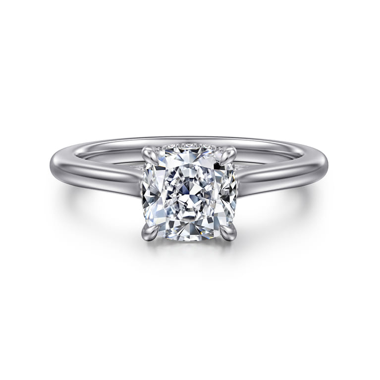 Ericka - 14K White Gold Cushion Cut Diamond Engagement Ring - 0.12 ct - Shot 1