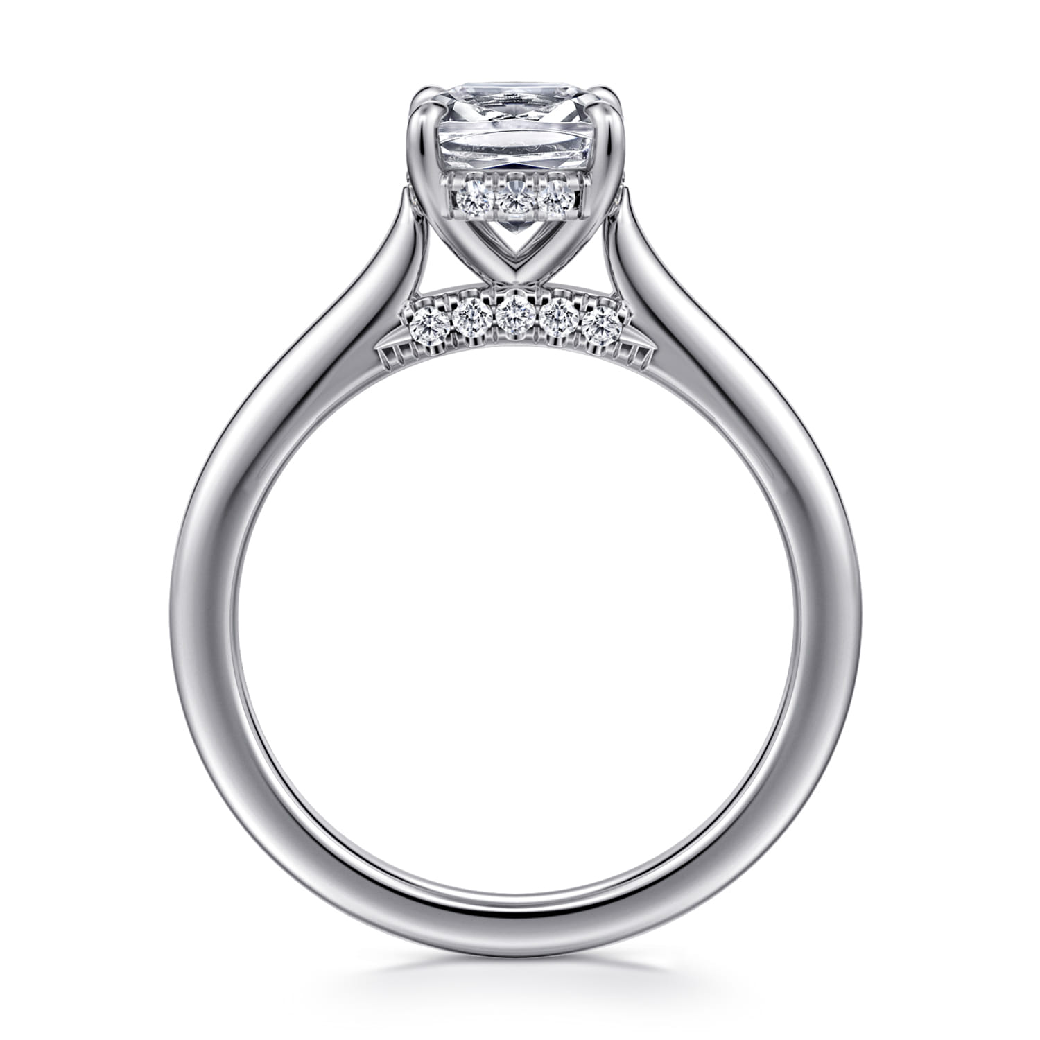 Ericka - 14K White Gold Cushion Cut Diamond Engagement Ring - 0.12 ct - Shot 2