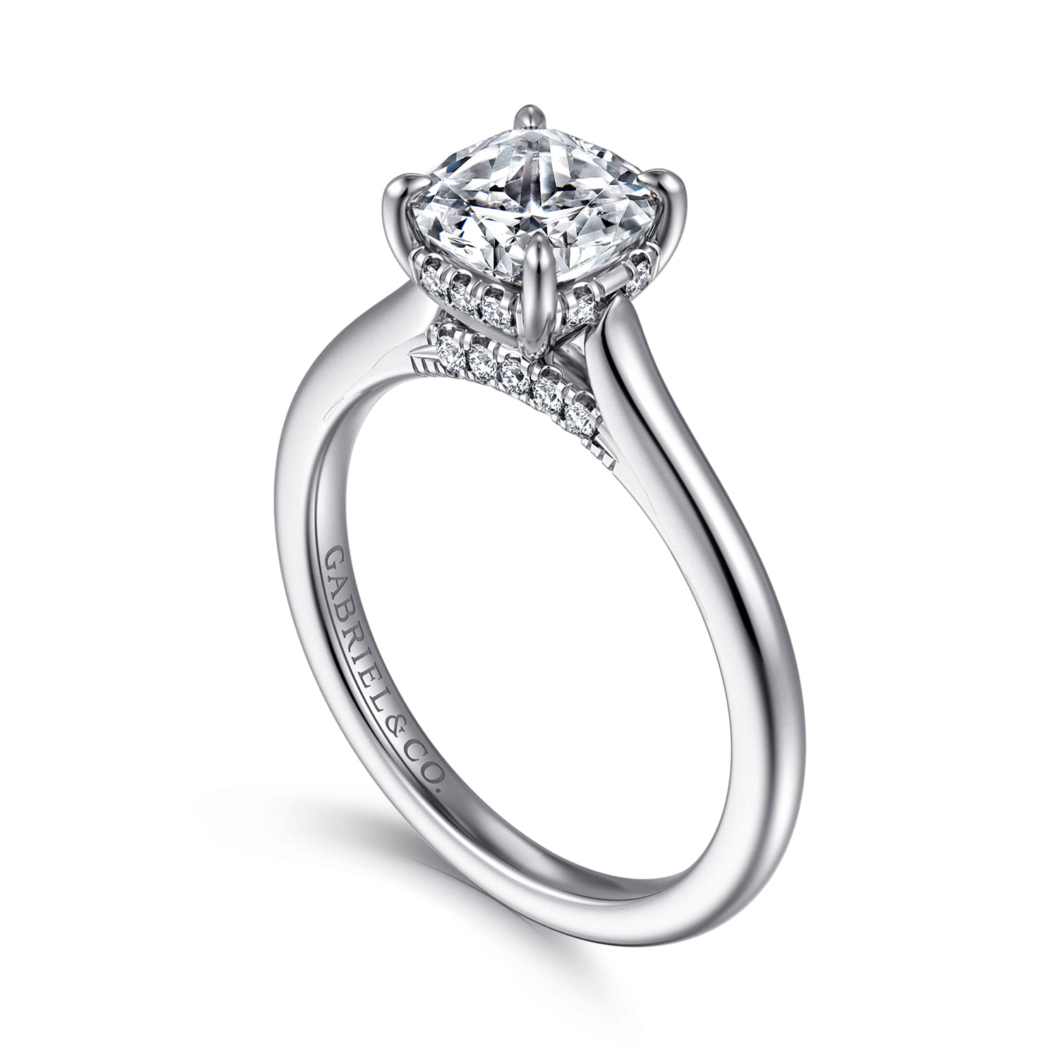 Ericka - 14K White Gold Cushion Cut Diamond Engagement Ring - 0.12 ct - Shot 3