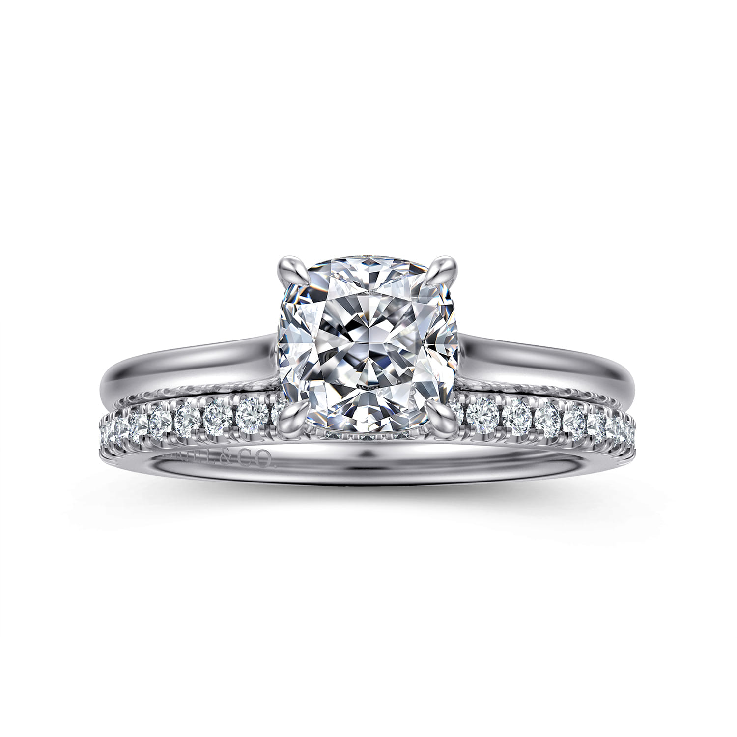 Ericka - 14K White Gold Cushion Cut Diamond Engagement Ring - 0.12 ct - Shot 4