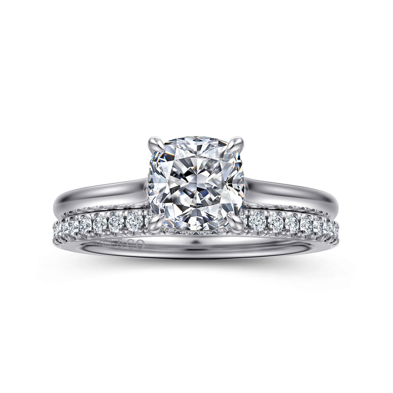 Ericka - 14K White Gold Cushion Cut Diamond Engagement Ring - 0.12 ct - Shot 4