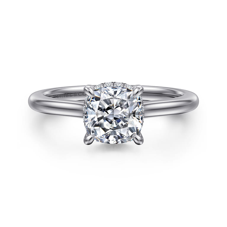 Aldon - 14K White Gold Cushion Diamond Engagement Ring - 0.08 ct - Shot 1