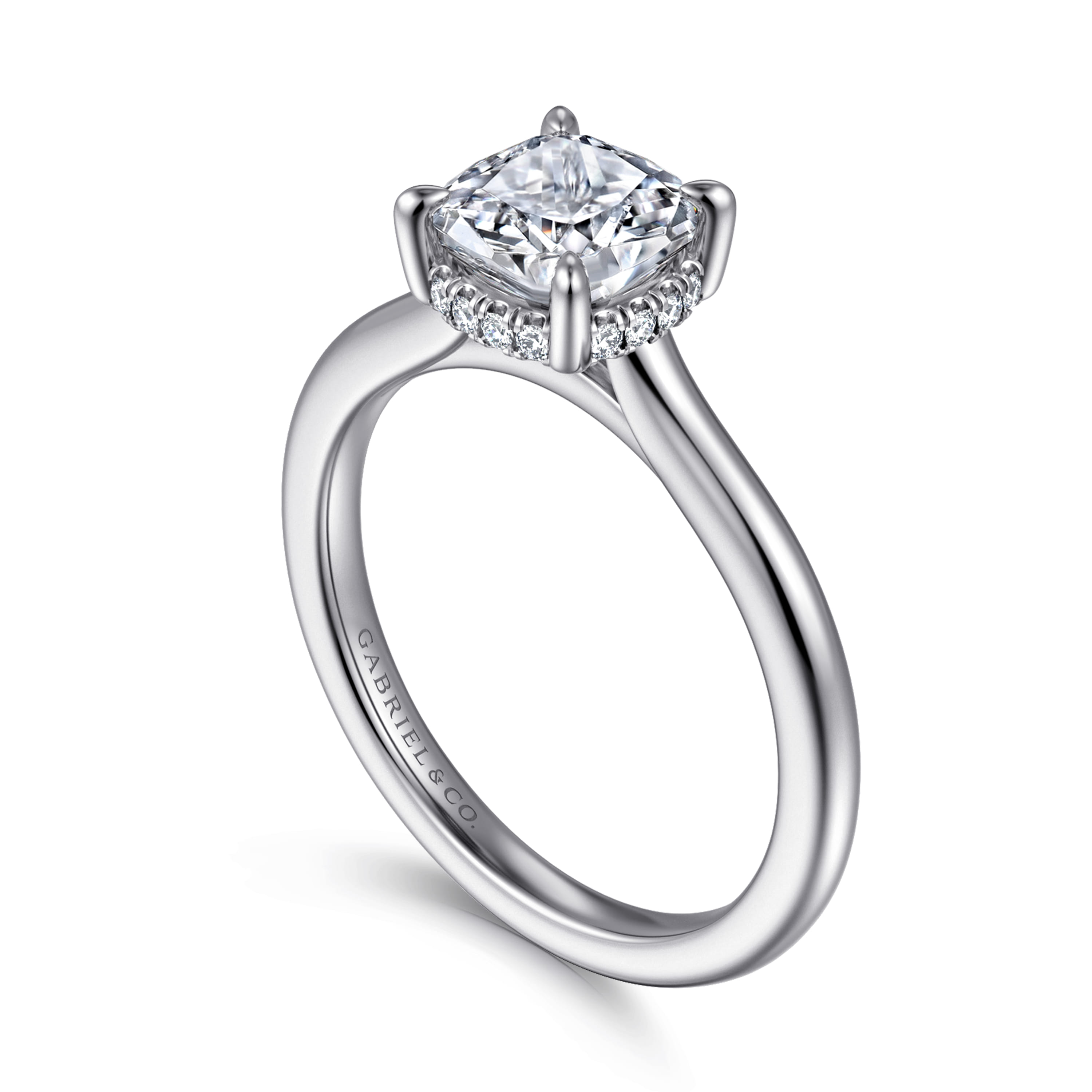 Aldon - 14K White Gold Cushion Diamond Engagement Ring - 0.08 ct - Shot 3