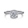 Reece - 14K White Gold Cushion Cut Bezel Prong Diamond Engagement Ring - 0.09 ct