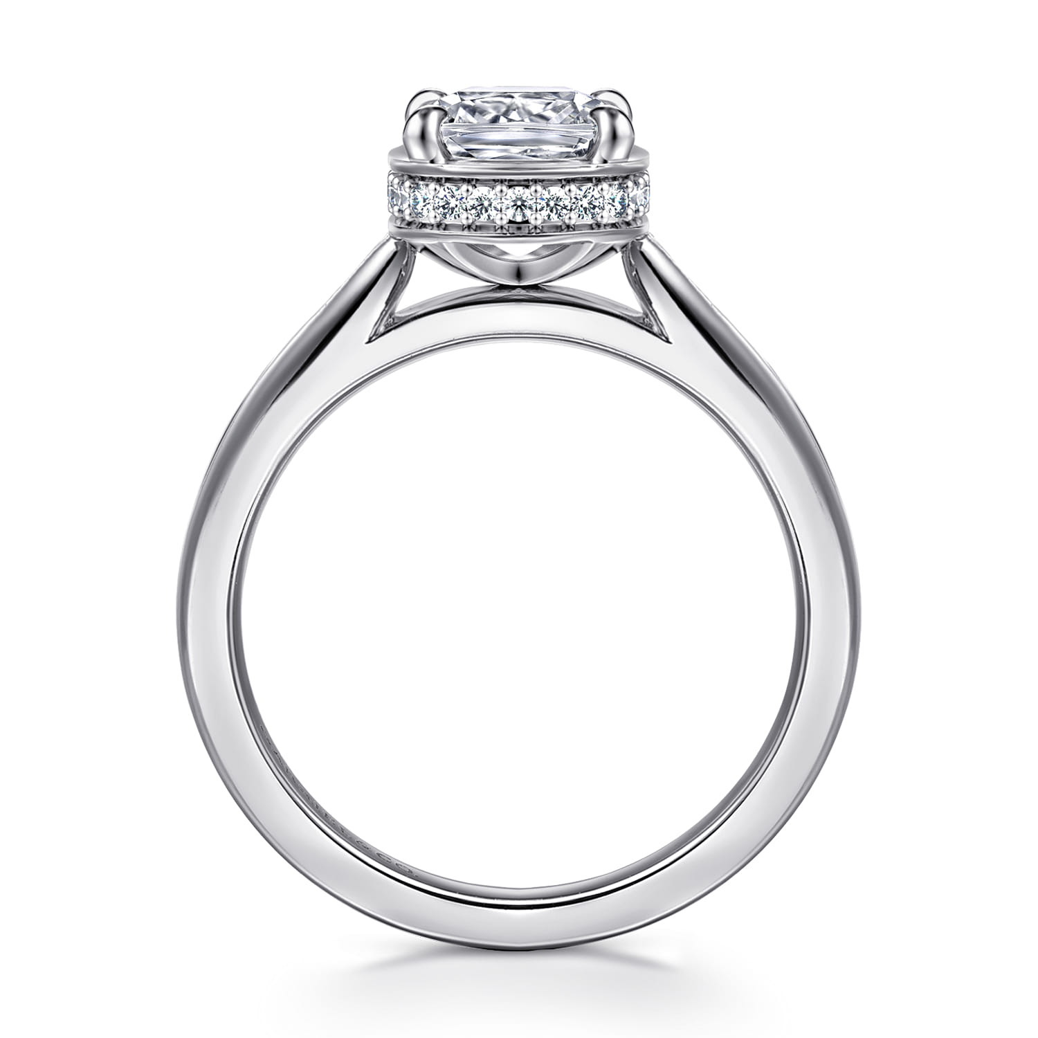 Reece - 14K White Gold Cushion Cut Bezel Prong Diamond Engagement Ring - 0.09 ct - Shot 2