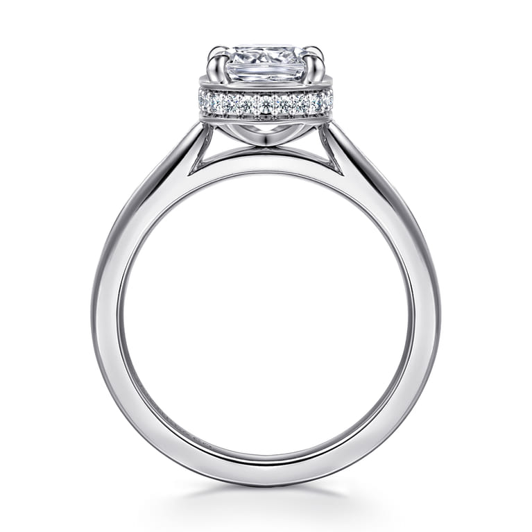 Reece - 14K White Gold Cushion Cut Bezel Prong Diamond Engagement Ring - 0.09 ct - Shot 2