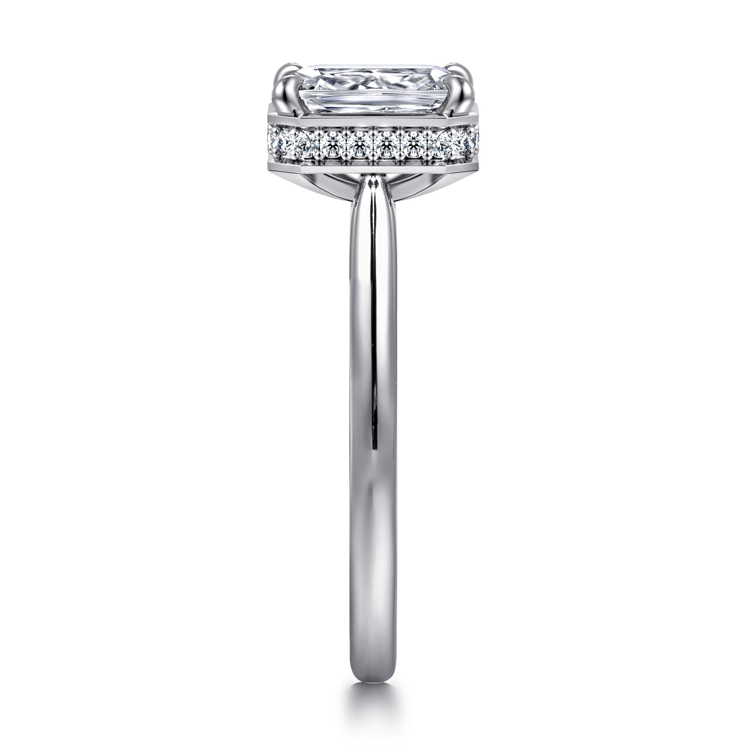 Reece - 14K White Gold Cushion Cut Bezel Prong Diamond Engagement Ring - 0.09 ct - Shot 4
