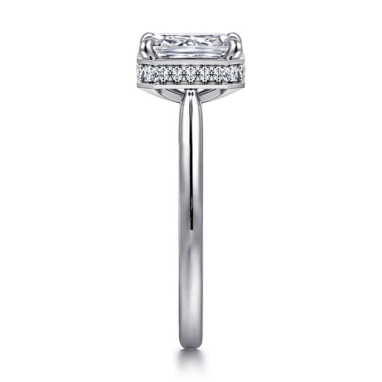 Reece - 14K White Gold Cushion Cut Bezel Prong Diamond Engagement Ring - 0.09 ct - Shot 4