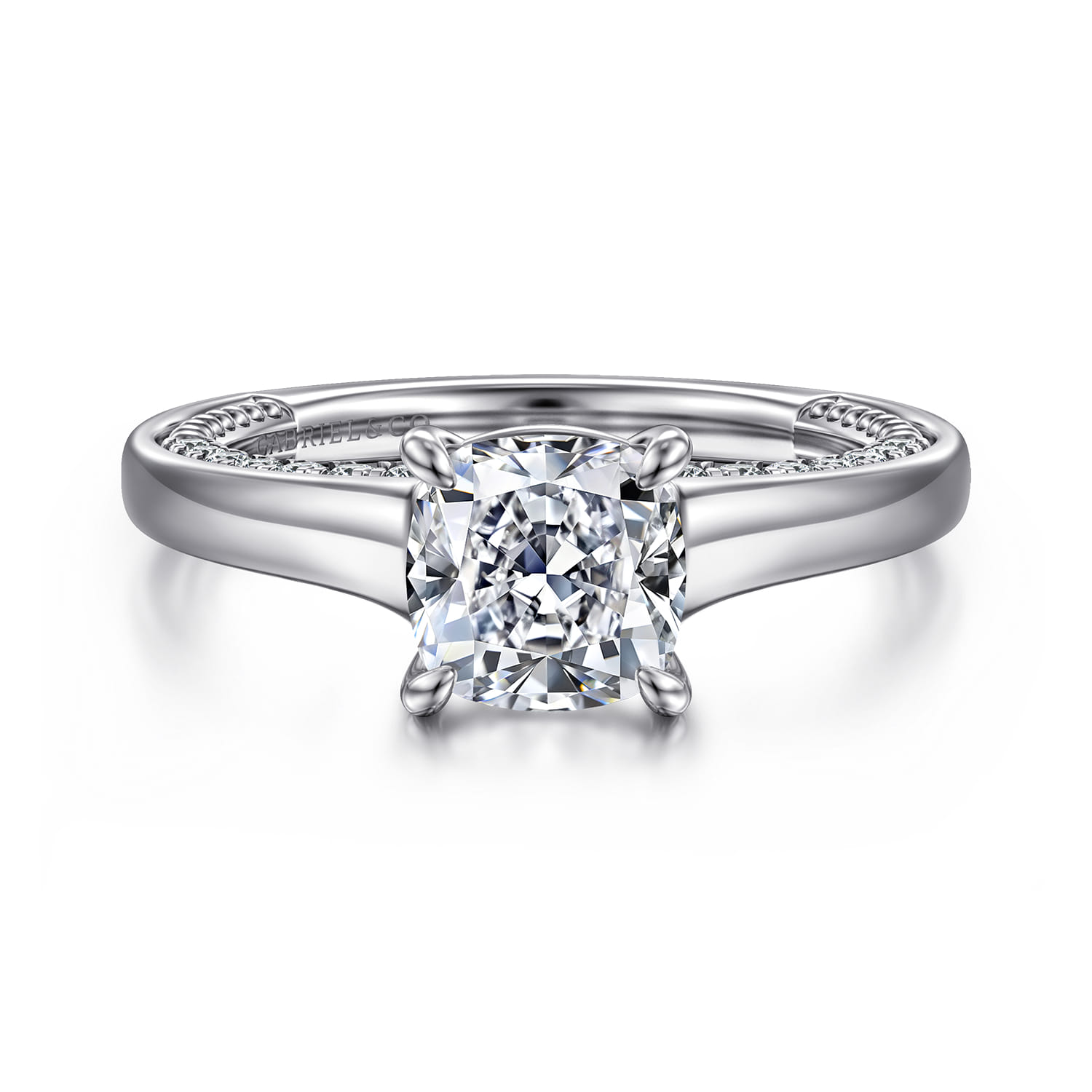 Rosey - 14K White Gold Cushion Cut Diamond Engagement Ring - 0.36 ct - Shot 1