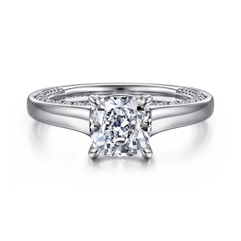 Rosey - 14K White Gold Cushion Cut Diamond Engagement Ring - 0.36 ct - Shot 1
