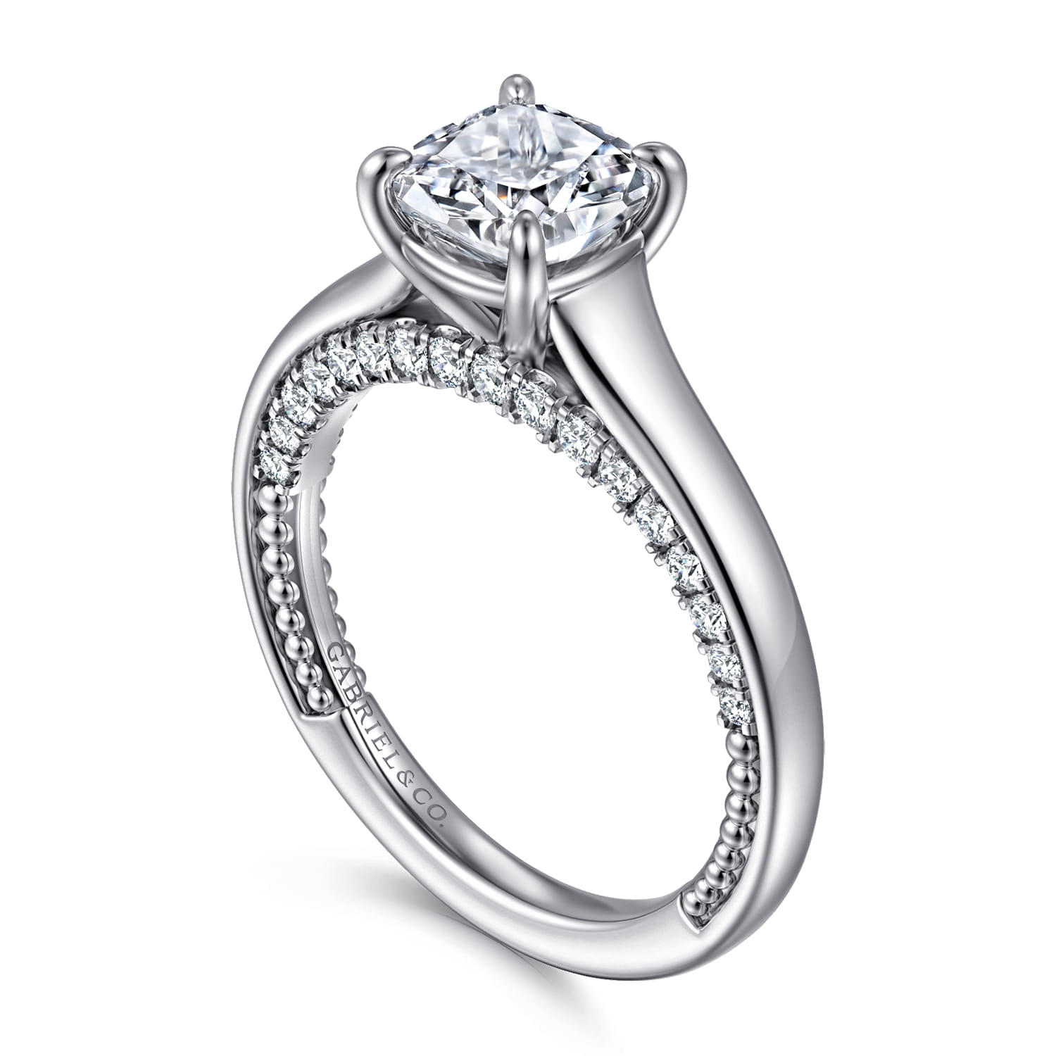 Rosey - 14K White Gold Cushion Cut Diamond Engagement Ring - 0.36 ct - Shot 3