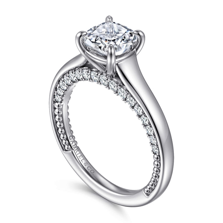 Rosey - 14K White Gold Cushion Cut Diamond Engagement Ring - 0.36 ct - Shot 3