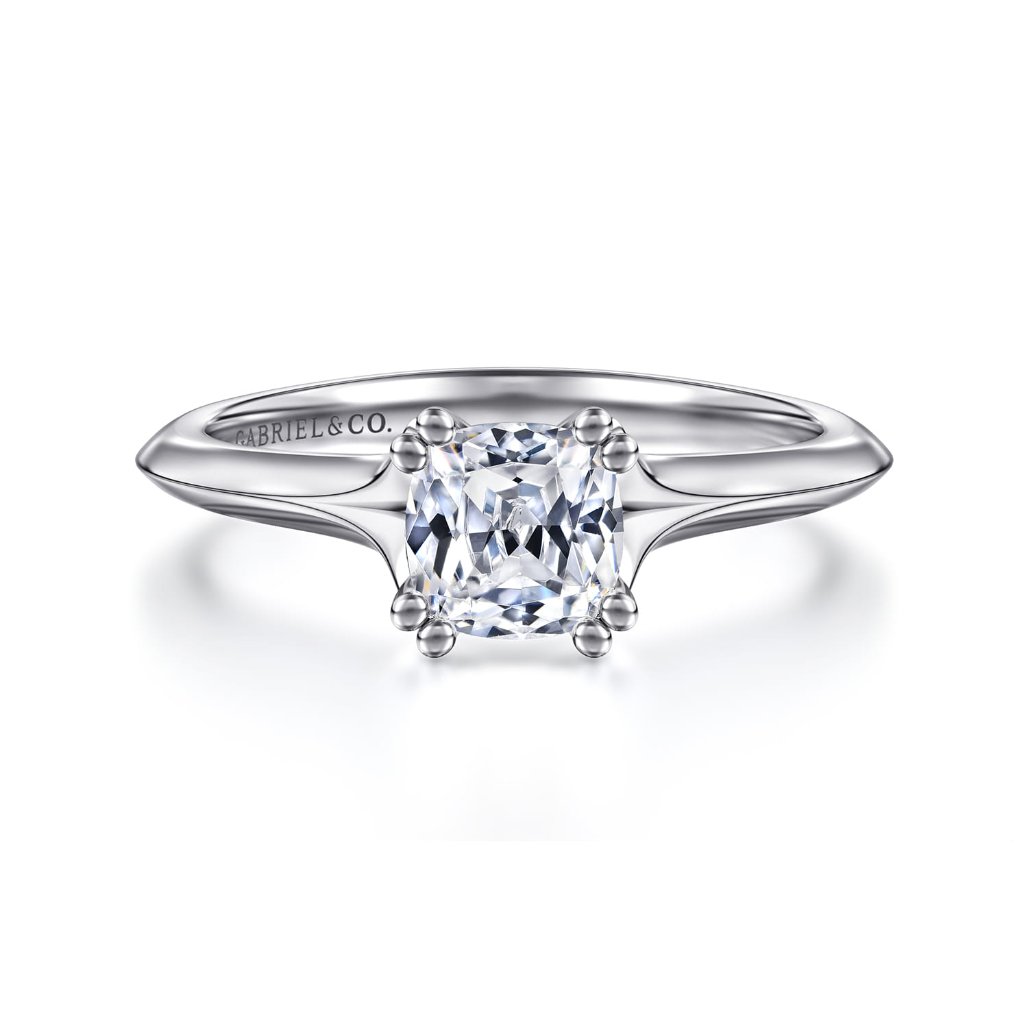 Ellis - 14K White Gold Cushion Cut Diamond Engagement Ring - Shot 1