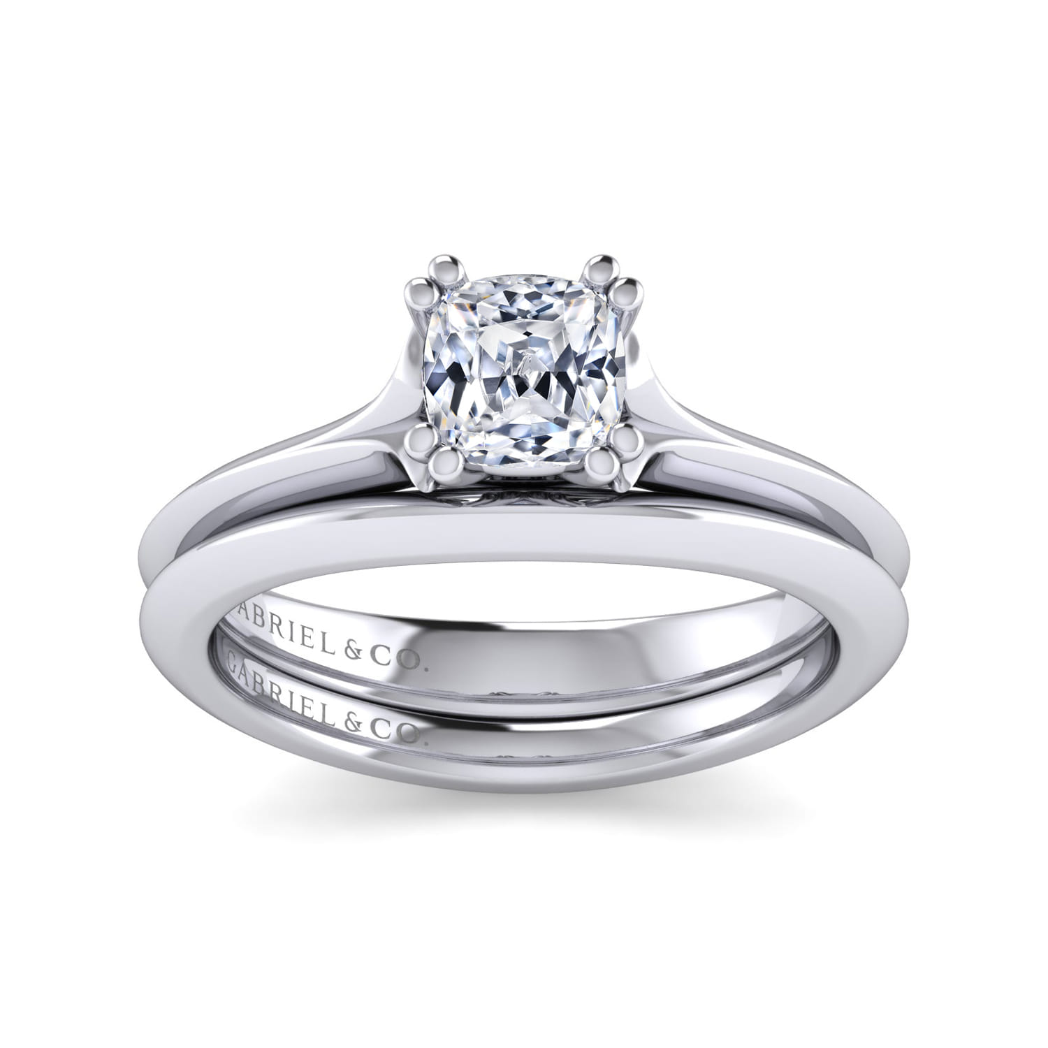 Ellis - 14K White Gold Cushion Cut Diamond Engagement Ring - Shot 4