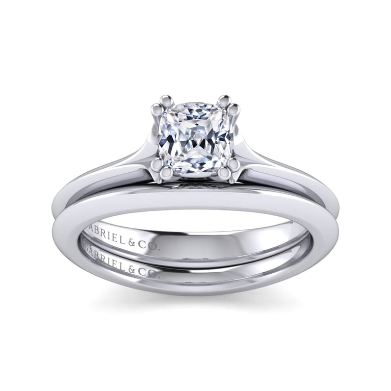 Ellis - 14K White Gold Cushion Cut Diamond Engagement Ring - Shot 4