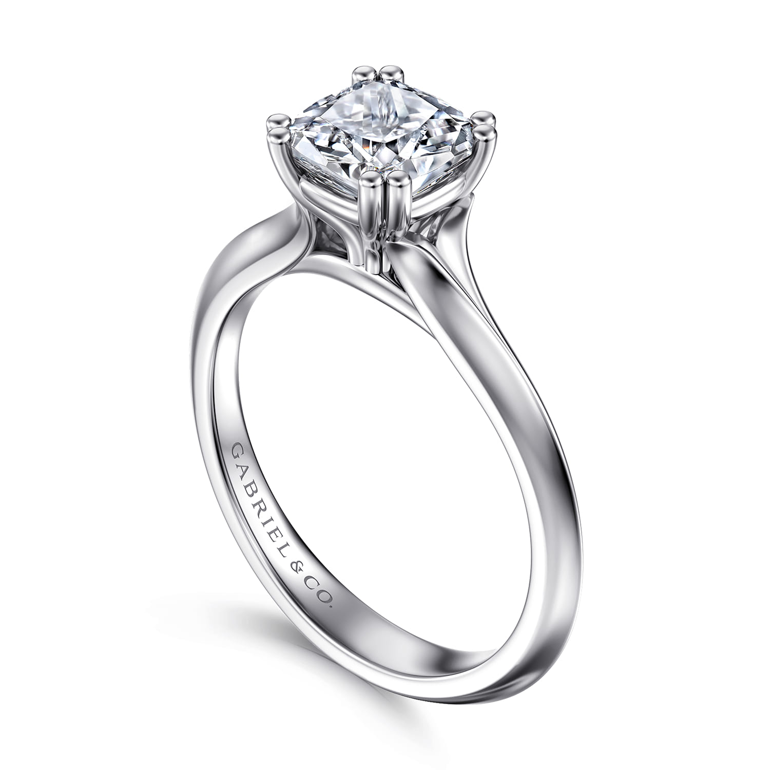 Ellis - 14K White Gold Cushion Cut Diamond Engagement Ring - Shot 3