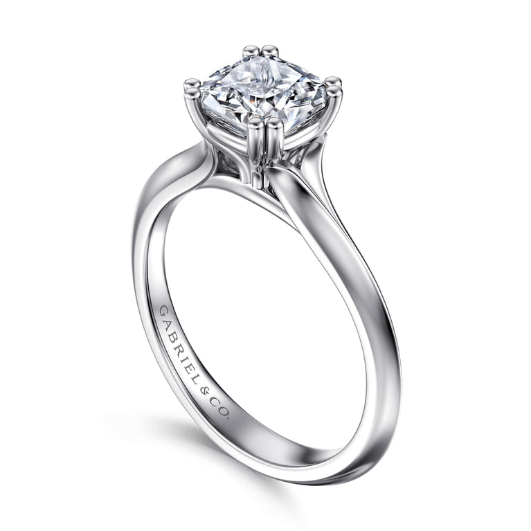 Ellis - 14K White Gold Cushion Cut Diamond Engagement Ring - Shot 3