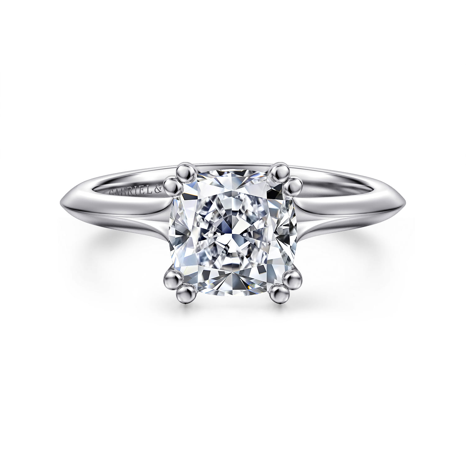 Ellis - 14K White Gold Cushion Cut Diamond Engagement Ring - Shot 1