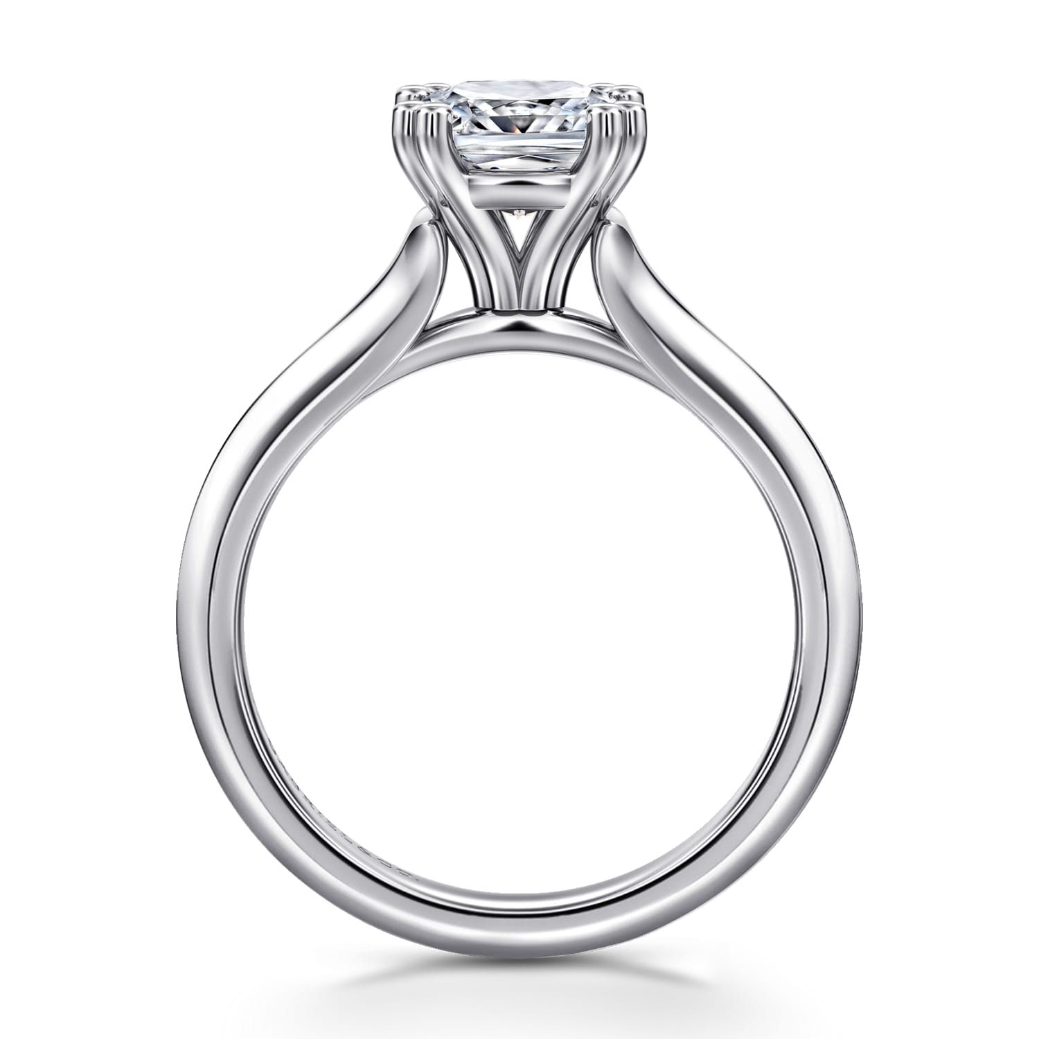Ellis - 14K White Gold Cushion Cut Diamond Engagement Ring - Shot 2