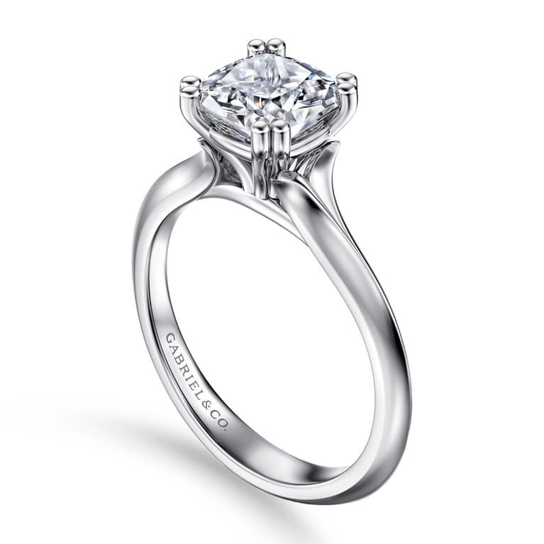 Ellis - 14K White Gold Cushion Cut Diamond Engagement Ring - Shot 3