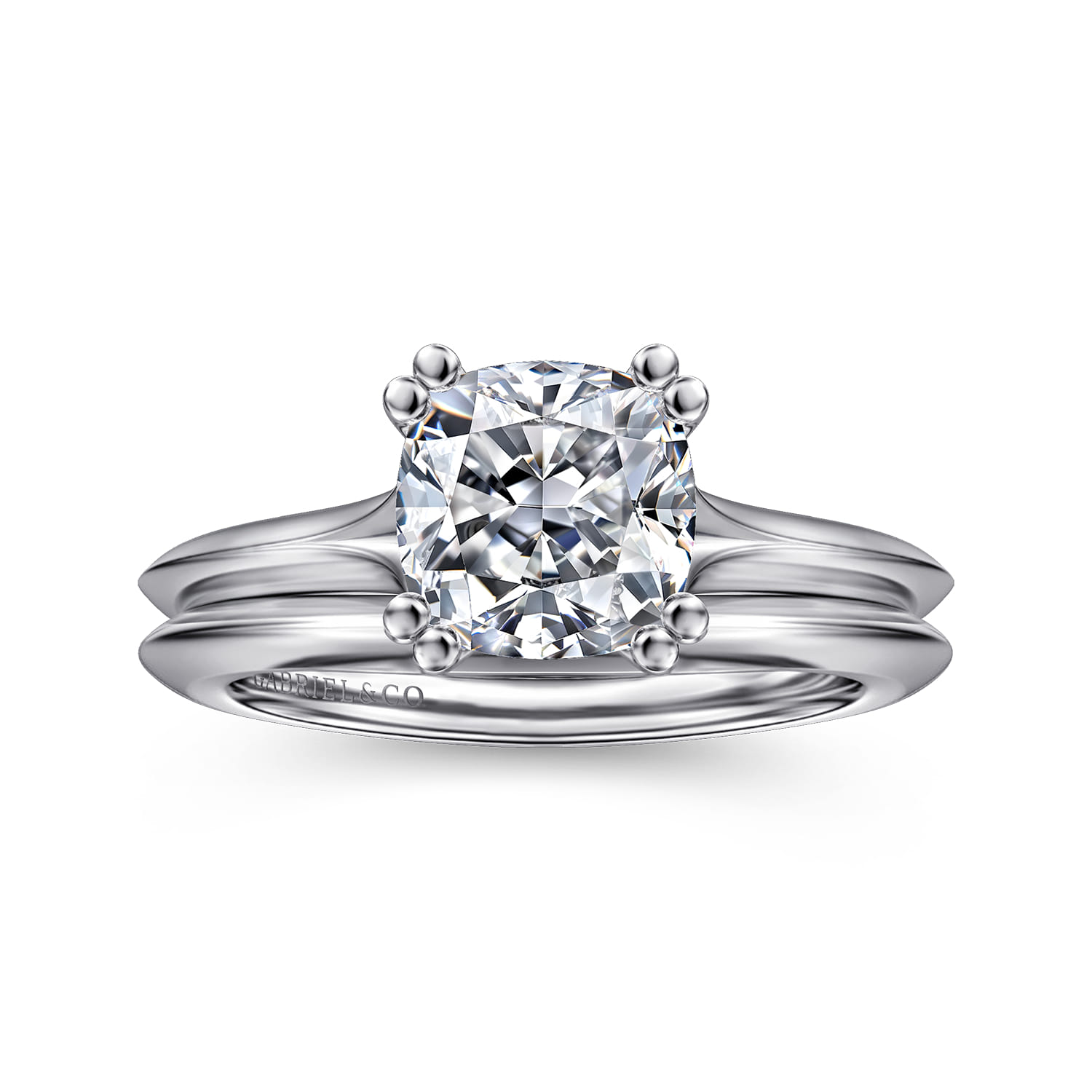 Ellis - 14K White Gold Cushion Cut Diamond Engagement Ring - Shot 4