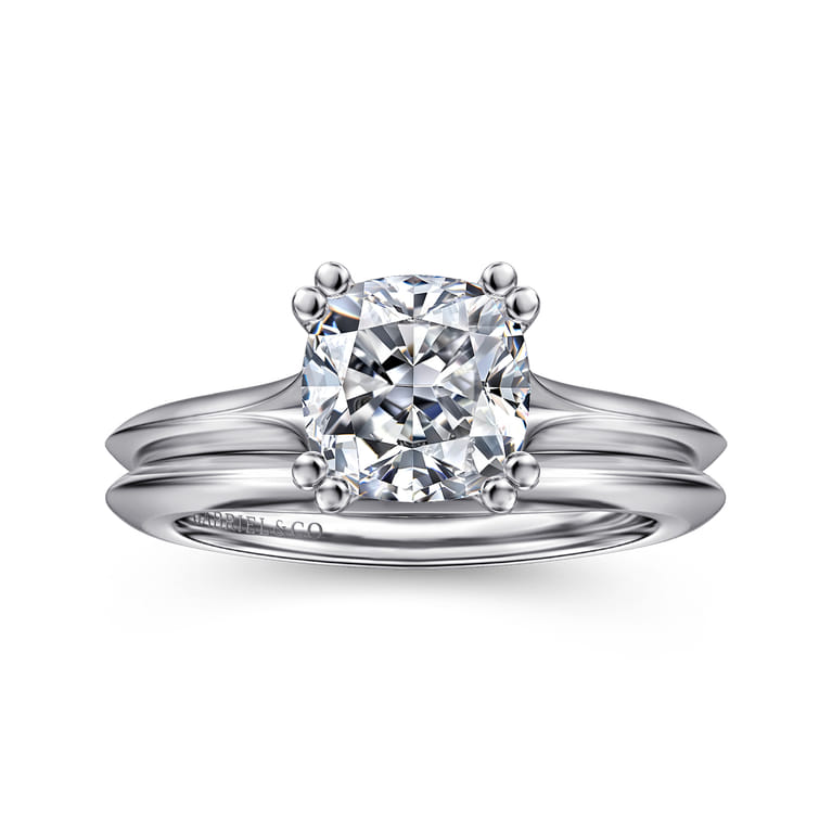 Ellis - 14K White Gold Cushion Cut Diamond Engagement Ring - Shot 4