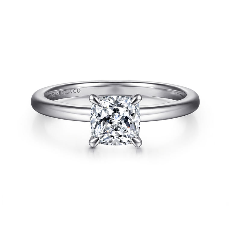 Ali - 14K White Gold Cushion Cut Diamond Engagement Ring - Shot 1