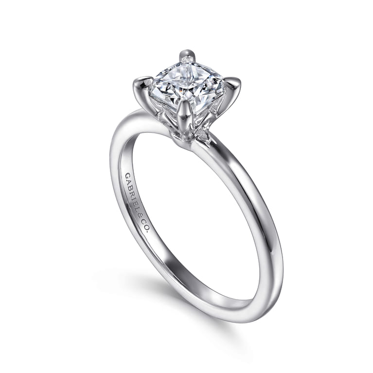 Ali - 14K White Gold Cushion Cut Diamond Engagement Ring - Shot 3