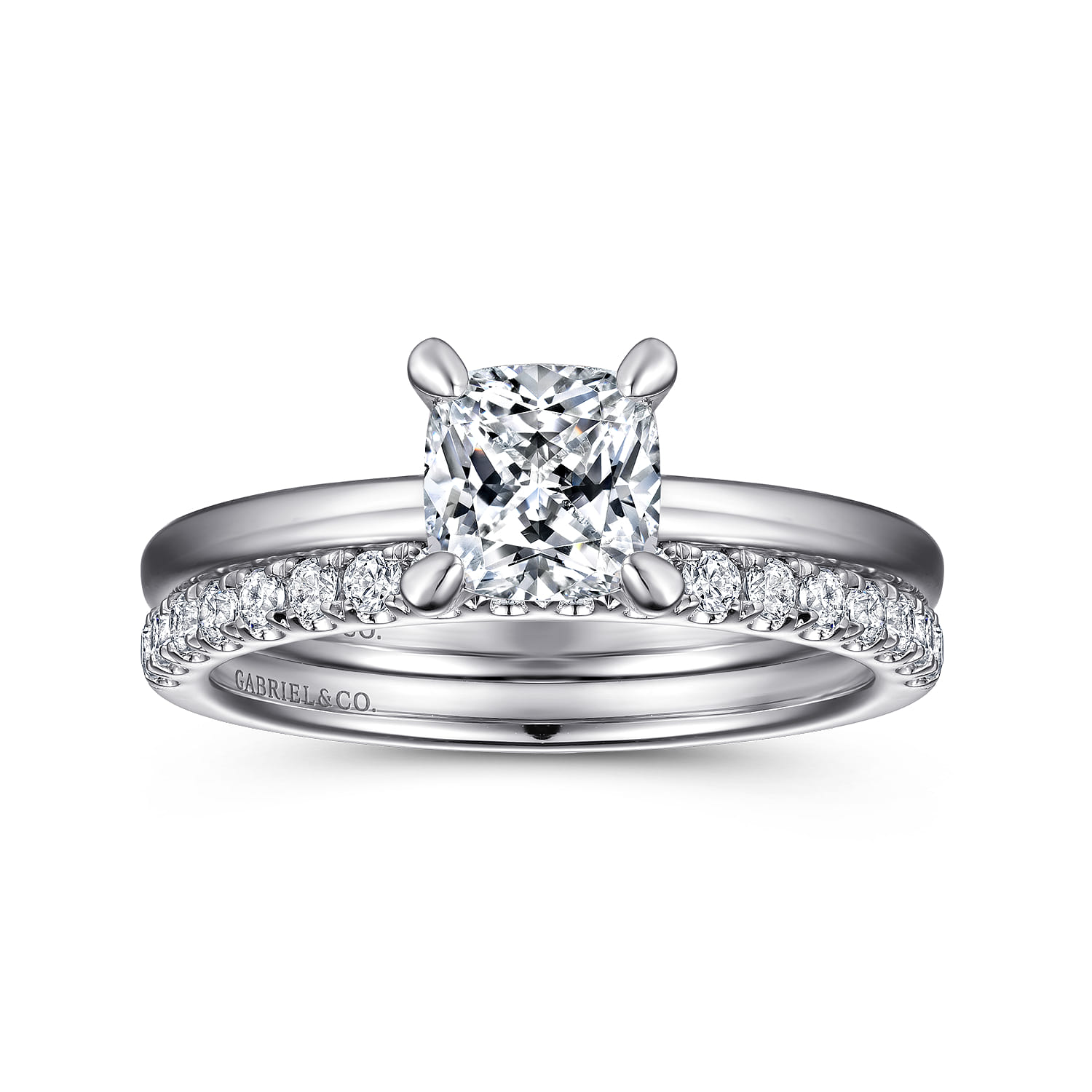 Ali - 14K White Gold Cushion Cut Diamond Engagement Ring - Shot 4