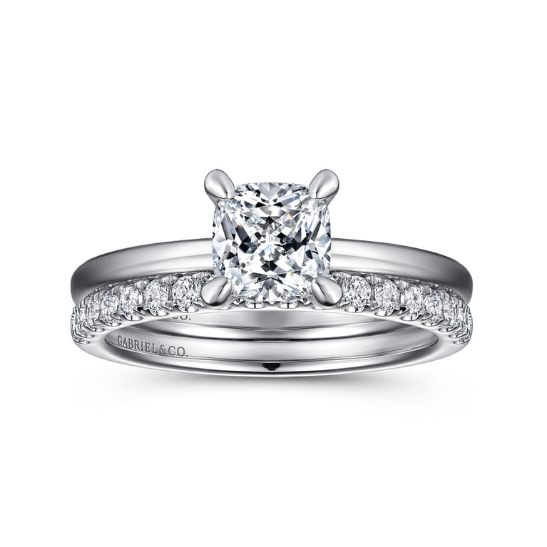 Ali - 14K White Gold Cushion Cut Diamond Engagement Ring - Shot 4