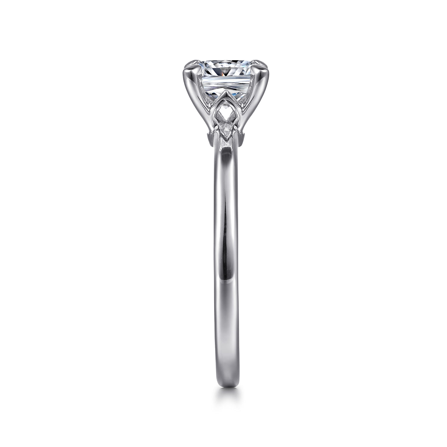 Ali - 14K White Gold Cushion Cut Diamond Engagement Ring - Shot 5