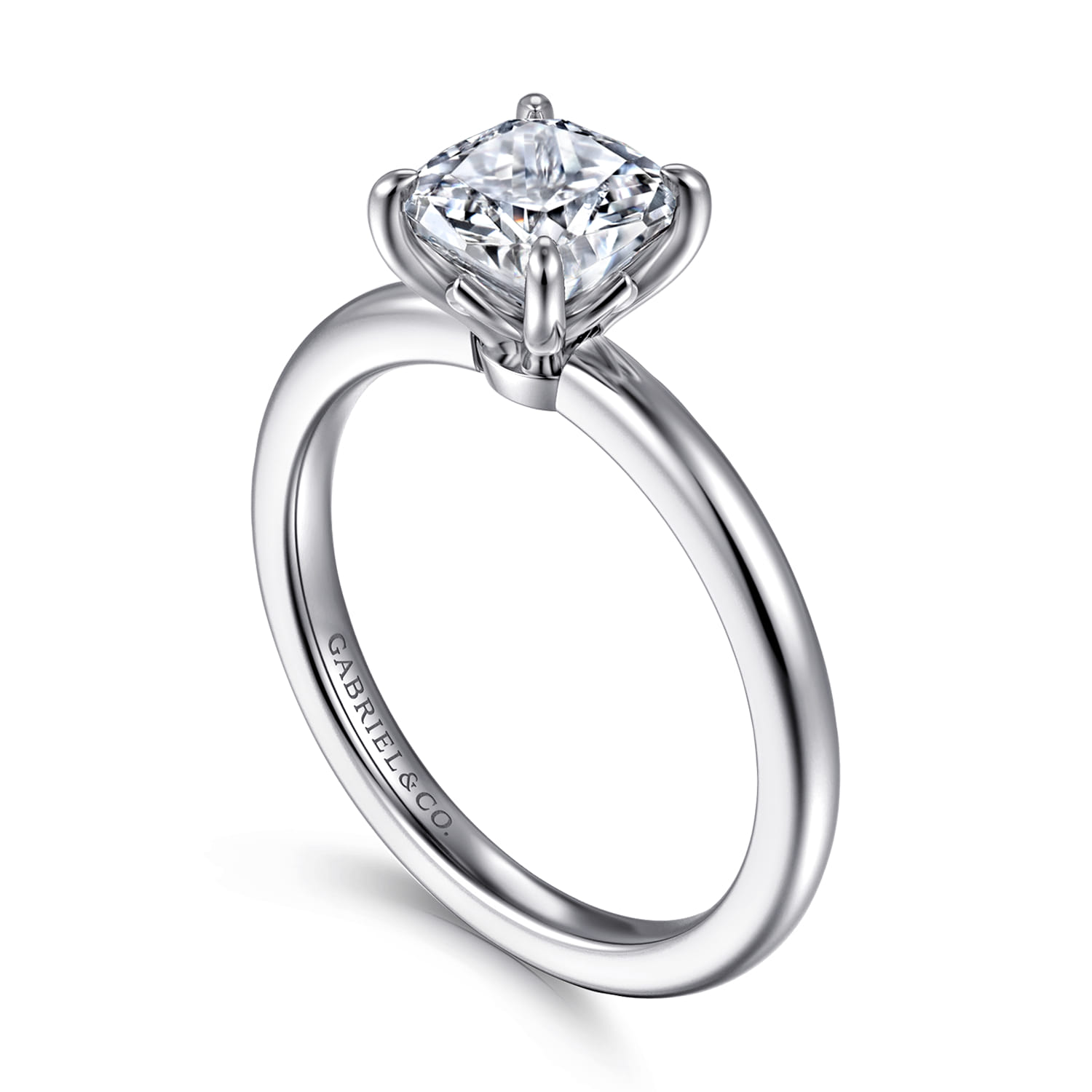 Ali - 14K White Gold Cushion Cut Diamond Engagement Ring - Shot 3