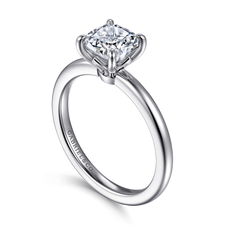 Ali - 14K White Gold Cushion Cut Diamond Engagement Ring - Shot 3