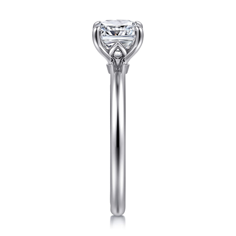 Ali - 14K White Gold Cushion Cut Diamond Engagement Ring - Shot 4