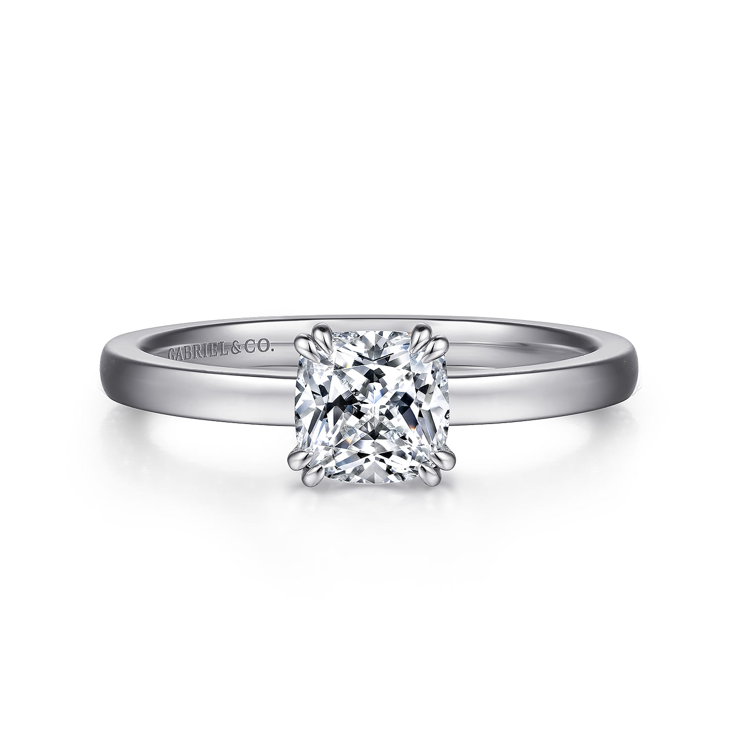 Paula - 14K White Gold Cushion Cut Diamond Engagement Ring - Shot 1