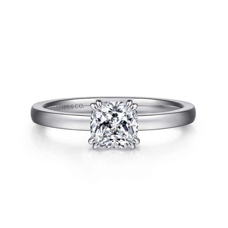 Paula - 14K White Gold Cushion Cut Diamond Engagement Ring - Shot 1