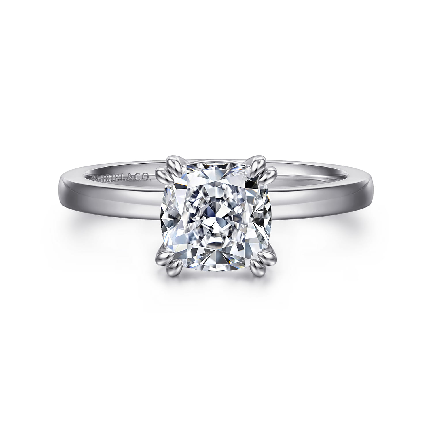 Paula - 14K White Gold Cushion Cut Diamond Engagement Ring - Shot 1