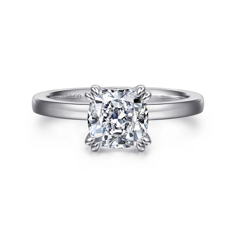 Paula - 14K White Gold Cushion Cut Diamond Engagement Ring - Shot 1