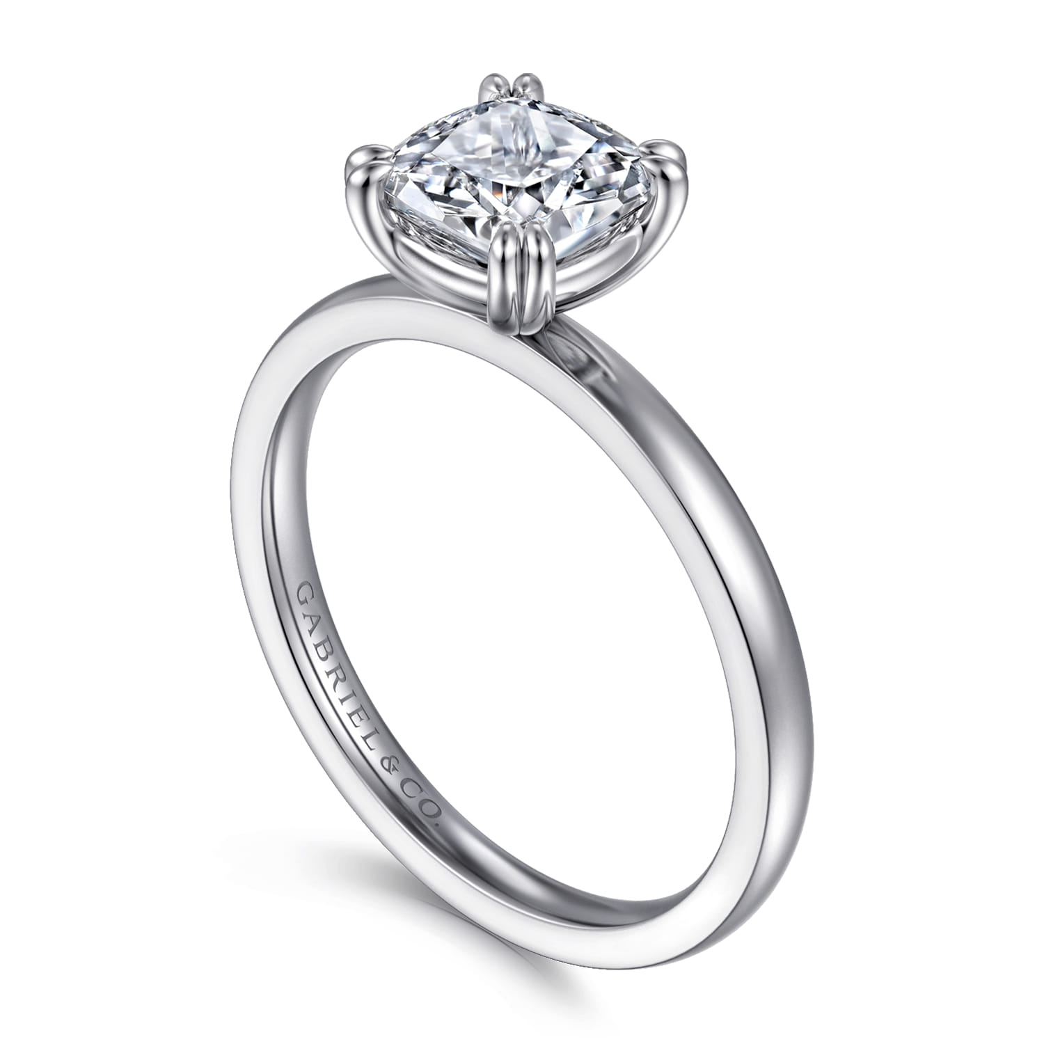 Paula - 14K White Gold Cushion Cut Diamond Engagement Ring - Shot 3