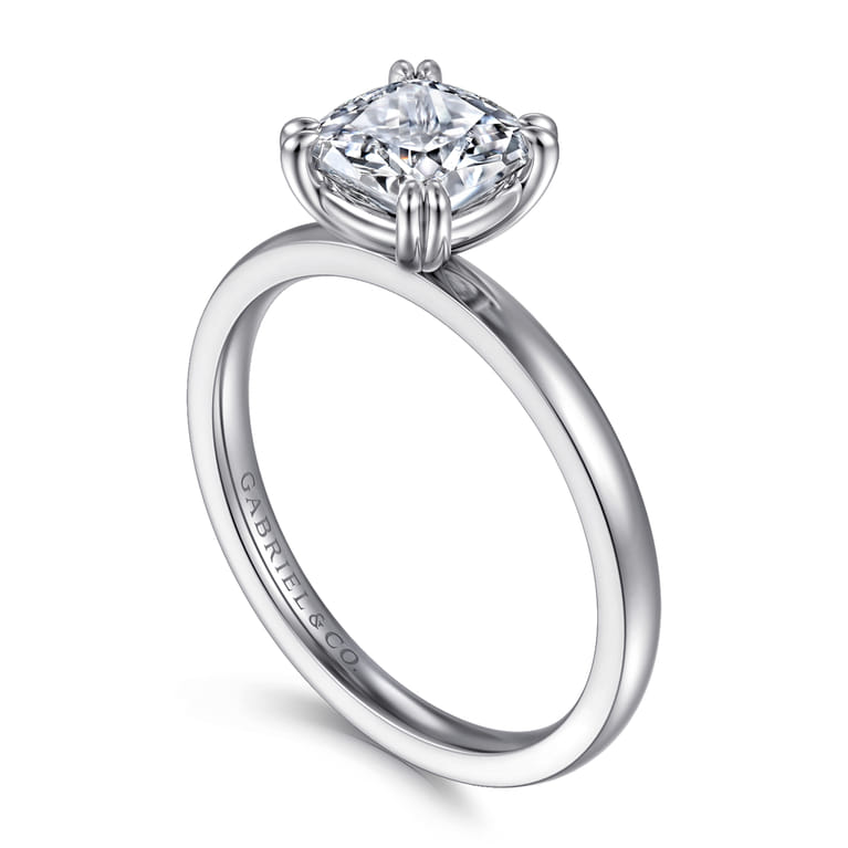 Paula - 14K White Gold Cushion Cut Diamond Engagement Ring - Shot 3