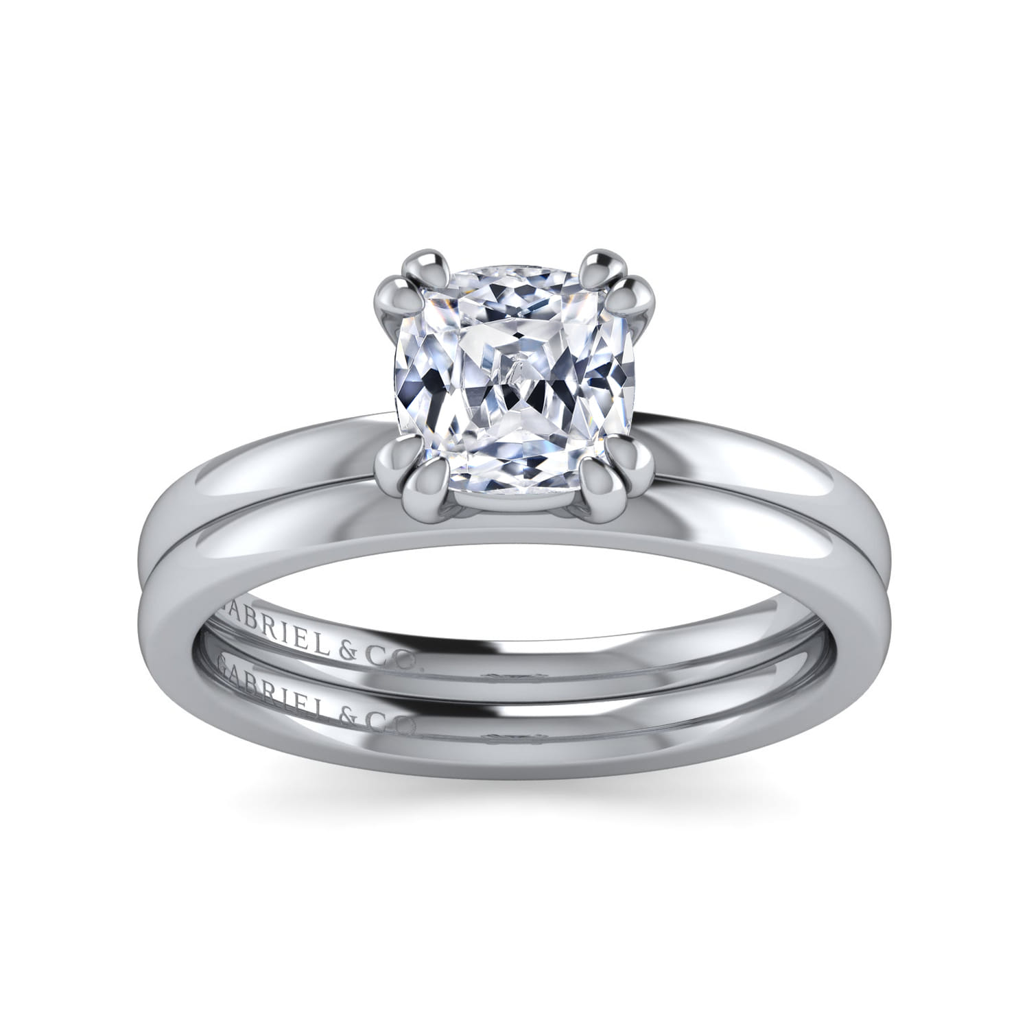 Paula - 14K White Gold Cushion Cut Diamond Engagement Ring - Shot 4