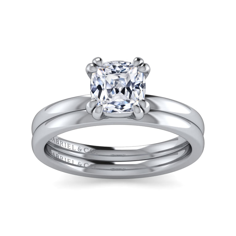 Paula - 14K White Gold Cushion Cut Diamond Engagement Ring - Shot 4